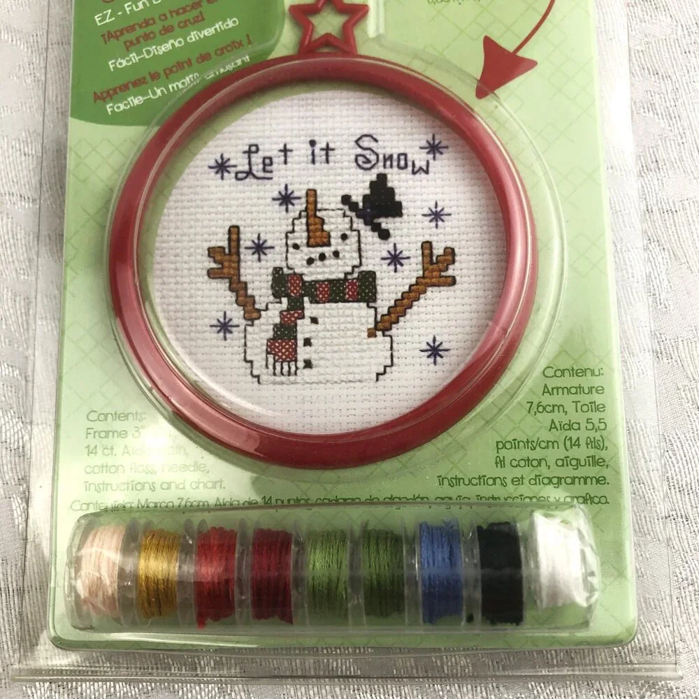 Bucilla Let It Snow Cross Stitch Ornament Kit & Creatology Santa Foam Craft NWT